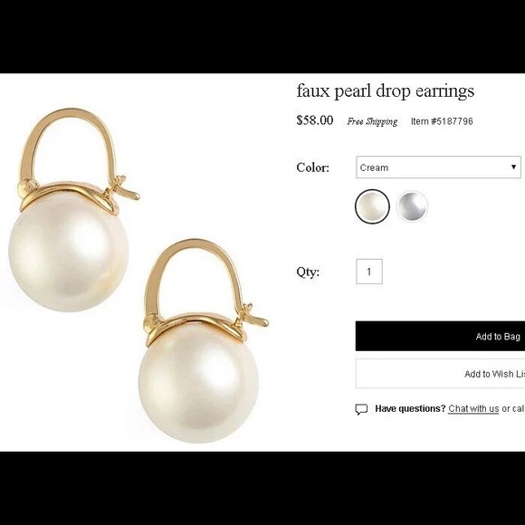 Brand New Kate Spade Faux Pearl Drop Earnings